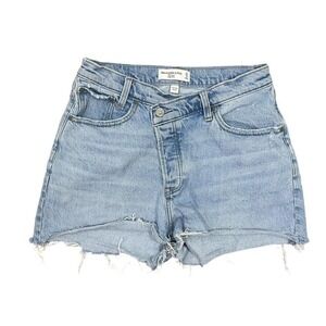 Abercrombie & Fitch The Dad High‎ Rise Crossover Denim Shorts Women 27/4 Cut Off